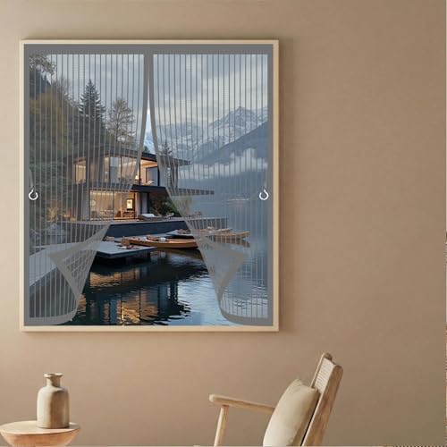 Mosquitera para Ventana 93 x 80 cm Varios Tallas, Cierre Automático, No Requiere Herramientas, Mantiene El Aire Fresco Cortina Antimosquitos para Todas Las Ventana, Gris