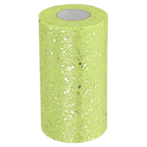 Maille à Paillettes Vert Fluo en Rouleau de Tulle 6 Pouces pour Artisanat et Fête