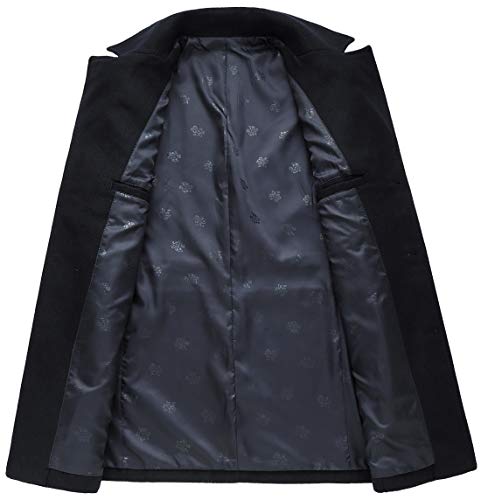 Image of chouyatou Men's Classic Notched Collar Double Breasted Wool Blend Pea Coat