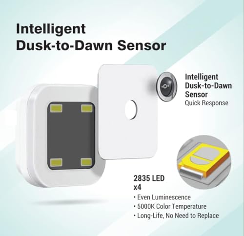 Image of Night Lamp Night Lamp Sensor Light For Bedroom Bed Side Home | Smart Automatic ON /Off Dim LED Lights | Energy Saving 0.5W Lamp | Long Life For Hallway, Stairs, Kitchen, Bathroom (6PC WHITE)