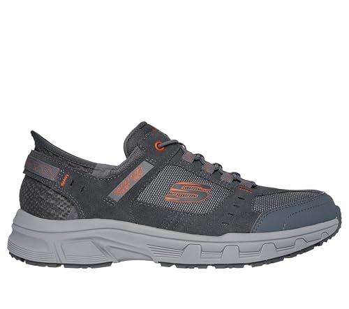 Skechers Men's Oak Canyon Consistent Winne Hands Free Slip-in Sneaker,Gray/Orange,6.5