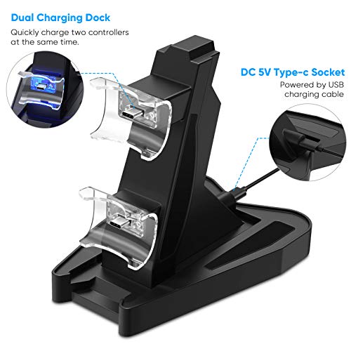 41SUOsoS87L FYOUNG Chargeur Manette Compatible avec PS5 avec Cable Type C, Recharge Support Station Compatible avec DualSense Manette avec Indicateur LED