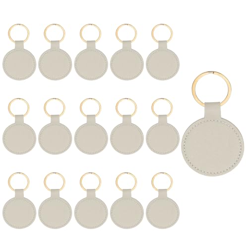 Porte-clés vierges gris PATIKIL en simili cuir pour créer des étiquettes nominatives nettes