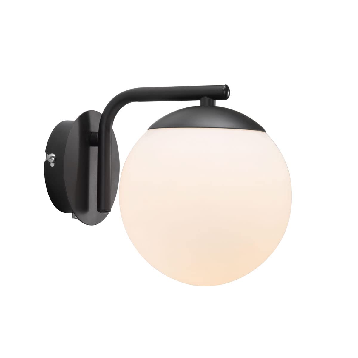 Nordlux Grant Indoor Wall Light/Wall Scones Black Glass, E14 40W Plug in & Mains Hardwire -Bedroom, Living Room, Kitchen, Office, Bedside or Study. IP20, Class 2 (Double Insulated)