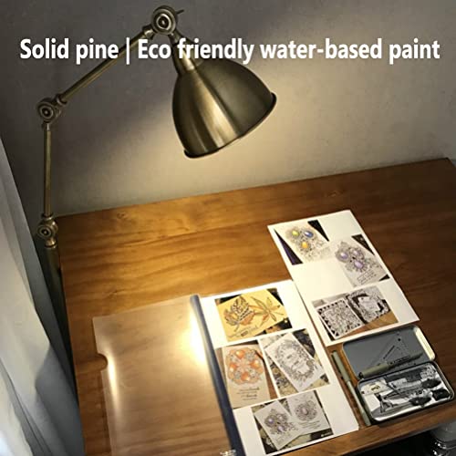 Vintage Solid Pine Wood Drafting Table, With Stool Adjustable Angle Drafting Table Drawing Desk With Large Surface, Sketching Painting Artwork Station (Size : 135X85X96Cm) #TOP3