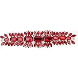 Rhinestone Crystal Chain Crystal Rhinestone Chain Ribbon Rhinestone Chain Mesh Ribbon Trim Sewing Trimming Edge Craft Decorative Ribbon for Weeding and DIY Jewelry Craft Making Decoration(Red)