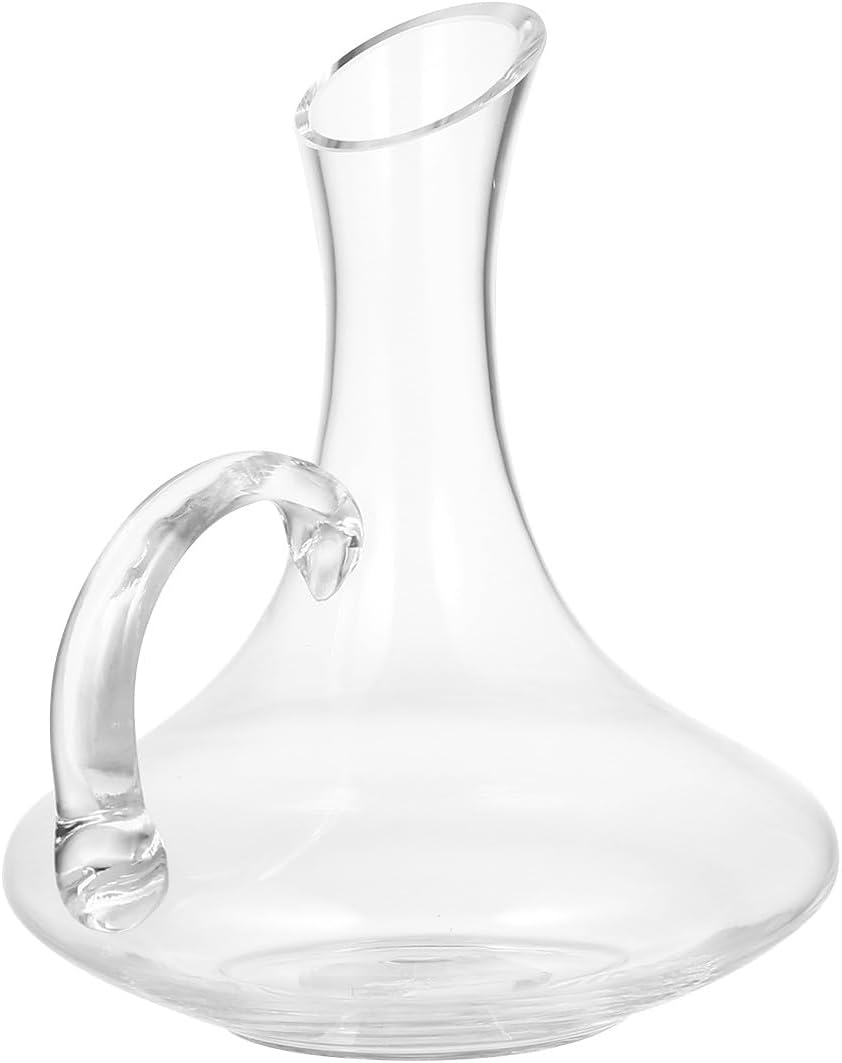 Lead-free Glass Wine Decanter with Handle Decanter for Home Use Crystal Wine Pitcher and Whiskey Serving Decorative Bar and Dining Serveware