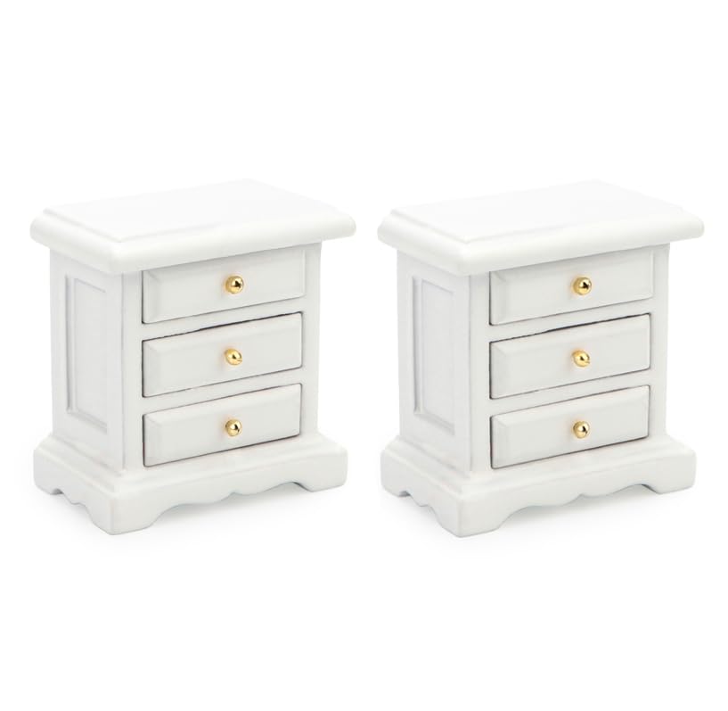Table de chevet miniature 1:12 en lot de 2 pour chambre de maison de poupée