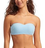 Seafolly Damen Bustier Bandeau Top Badeanzug Bikini, Havana Powder Blue, 40
