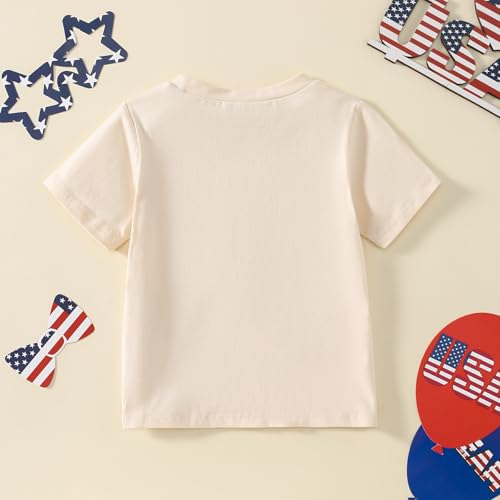 Toddler Girl 4th of July Outfit Big Bow Print T-Shirt Top American Flag Clothes 2-7Y3