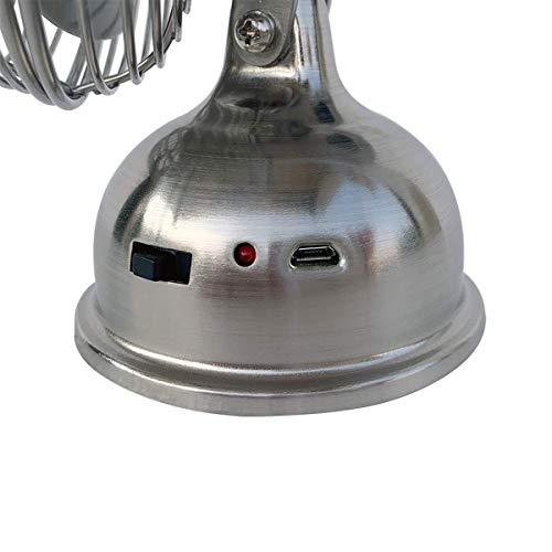 Hunter 90512Z Oscillating Personal Retro Usb Fan, 1 Speed Setting, 70 Degree Tilt Angle, 5" Inch, Brushed Nickel #TOP4