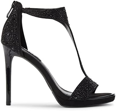 DKNY Women's Dris Stones Open Toed Glitter Heels Flat Sandal, Black, 8 | Image 6