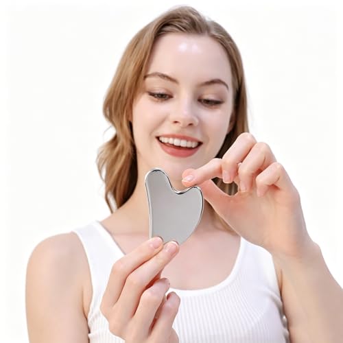 Image of BYYDDIY Stainless Steel Gua Sha Facial Tools, Metal Gua Sha for Face,Tighten Skin Massage, Guasha Beauty Tool for Body Eyes (W)