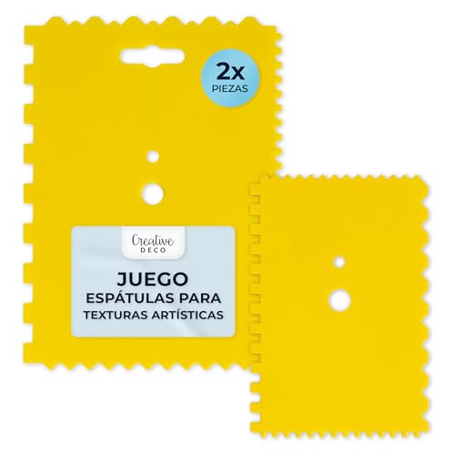 Creative Deco Juego de Espátulas para Pasta Estructural Pintura Acrílica | 2 Piezas 18x13cm y 13x9cm | Accesorios para Arte, Manualidades, Lienzo, Masilla, Efectos 3D, Texturas y Proyectos DIY