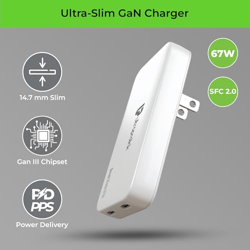 Image of UltraProlink 67W Slimmest GaN Universal Charger Adapter |6 in 1 Travel Adapter with 2 USB C Ports |Compatible for Type-C Port Based laptops, Tablets & mobiles | Type C Cable | UM1200