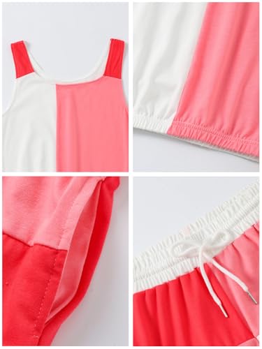 Image of Size 7-14Y Girls Clothes 2 Piece Outfits Striped Tank Top Drawstring Shorts Teen Girls Summer Clothing Sets
