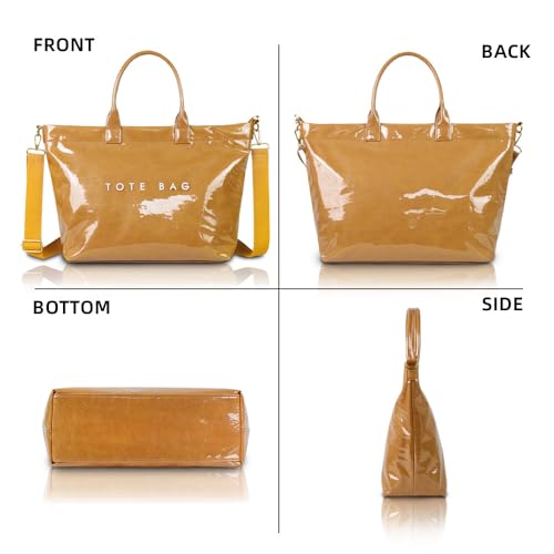 PVC Tote Bag Women's Letters Print Large Kraft Paper Carry All Bag Top Handle Clear Hobo Handbag2