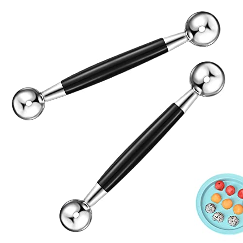 2 Stücke Doppelseitiger Melonen Portionierer, Edelstahl Melonenlöffel Kugelausstecher, Melonenausstecher für DIY Wassermelone, Cantaloupe, Eiscreme 2 Stücke Doppelseitiger Melonen Portionierer, Edelstahl Melonenlöffel Kugelausstecher, Melonenausstecher für DIY Wassermelone, Cantaloupe, Eiscreme
