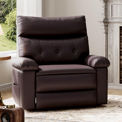 GarveeHome Oversized Recliner Chair - Faux PU Leather Large Manual Recliner for Adults, Exceptional Comfort Lazy Chair with 1.5X Sponge Filling and Easy Recline Mechanism for Relaxation