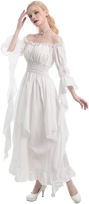 CR ROLECOS Women Renaissance Dress Retro Gothic Witch Dress Wedding Party
