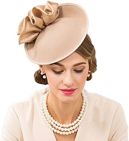 F FADVESVintage Women's Fascinators Wool Felt Pillbox Hat Ladies Hats for Church Derby Party Wedding Teardrop Hat Flower Fedoras