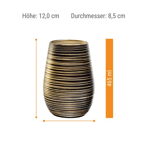 Stölzle Lausitz Wassergläser Twister Schwarz-Gold 6er-Set 465 ml – Allroundgläser für Wasser, Saft & Cocktails – Hochwertige Trinkgläser aus bleifreiem Kristallglas – Spülmaschinengeeignet & stoßfest