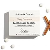 Tidalove Smile More Toothpaste Tablets with Fluoride, Anti-Cavity, Vegan, Zero Waste, Eco-Friendly, Travel Friendly, 1 Month Supply Refill (62 Tablets) (Spicy Sweet Cinnamon)