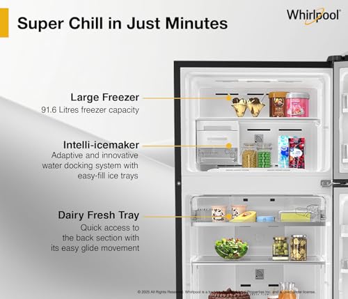 Image of Whirlpool 411L 2 Star IntelliFresh Convertible Inverter Frost Free Double Door Refrigerator (IF INV CNV 455 GRAVITY BLACK(2S)-Y, 2026 Model)