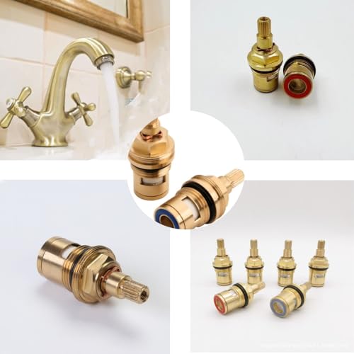 Changyeah 4 Stück Wasserhahn Ventiloberteil, Ventil Keramik Oberteil, Ersatz für Scheibenkartusche, Keramikkartusche für Bad oder Küche, Küchenarmatur (rot, blau)