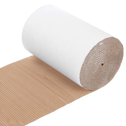 Image of Corrugated Cardboard Roll, 12 x 394 Inch Corrugated Paper, B Flute Shipping Corrugated Roll Paper Wrap, Single Face Large Cardboard Sheets, Thick Cardboard Roll for Crafts, Shipping, Gift Packaging