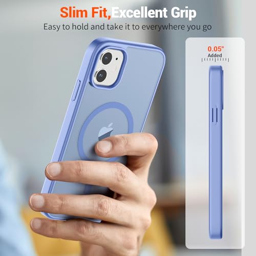 Image of SUPFINE Magnetic for iPhone 12 Case /iPhone 12 Pro Case (Compatible with MagSafe)(Military Grade Drop Protection) Slim Translucent Matte Shockproof with Anti-Fingerprint Phone Case,Blue Purple