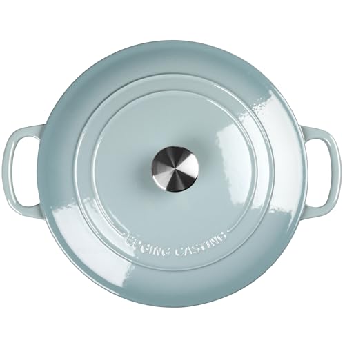 EDGING CASTING Enameled Dutch Ovens Cast Iron Dutch Oven Pot with Lid for Bread Baking, Cook, Dual Handle, 7 Quart, Seasalt - Thumbnail 4