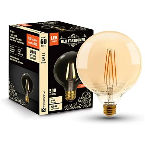 Xtricity G40 LED Filament Vintage Edison Style Dimmable Lightbulb, 5W (60W Equivalent), E26 Medium Base, G40 Edison Light Bulb for Decoration String Lights and Vintage Lighting Looks Cover