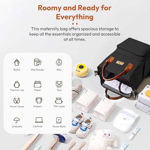 Image of StarAndDaisy Diaper Backpack For Mothers For Travel /Diaper Bags For Mom With Multi Compartments, Insulated Bottle Pockets, Waterproof, Ultra Soft Oxford Fabric, 24Lt Capacity - Black