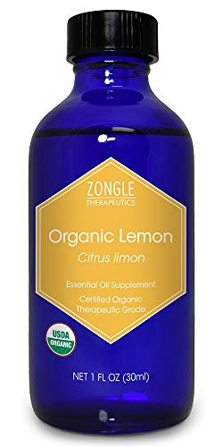Zongle USDA Certified Organic Lemon Essential Oil, Italian, Safe To Ingest, Citrus Limon, 1 OZ