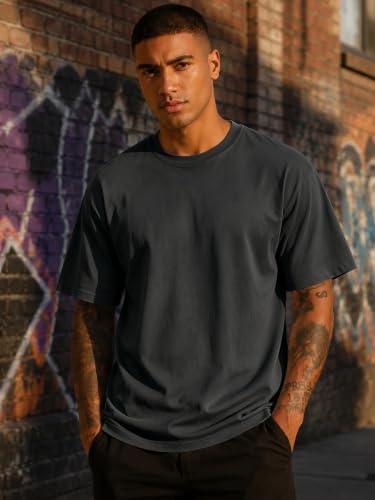 Image of KEEPSHOWING Mens Oversized Short Sleeve T-Shirts Cotton Loose Fit Tees