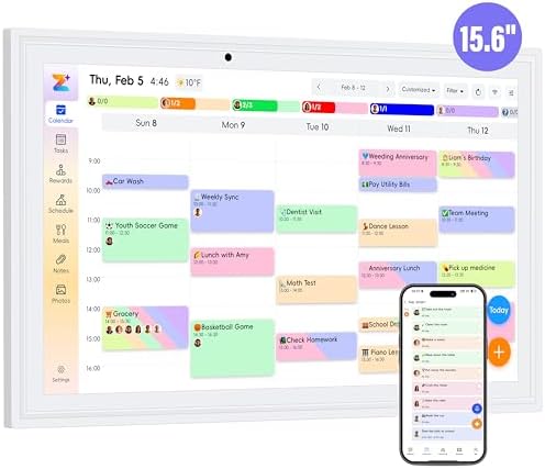 OcePor 15.6 Inch Digital Calendar, Electronic Calendar Chore Char...