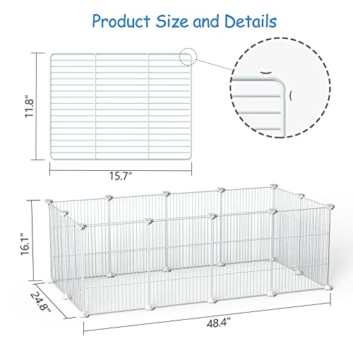 Pet Playpen Pet Fence Hamster Playpen, Guinea Pig Playpen Small Animal Playpen Portable Playpen, Rabbit Playpen Guinea Pig Cages, Metal Wire Fence For Puppys Rabbit Kitten Hedgehog, Portable, White #TOP5