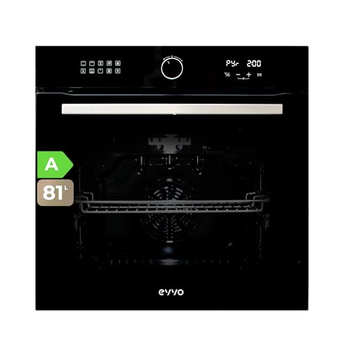 EVVO Four électrique encastrable - Efficacité A, capacité 81 L, fonction pyrolyse, 11 programmes, minuteur, affichage numérique, contrôle tactile, porte...