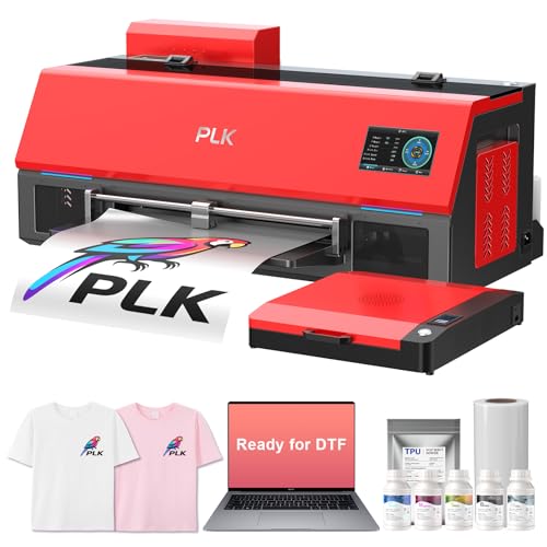 Image of PLK A3 Plus XP600 DTF Printer, Double-Speed Than L1800 /L805, 4.5'' Touch Screen, Auto-Cleaning, Dual White Ink System, Film-Cutter, Apparel Printer Machine, 2-Year Ink Included