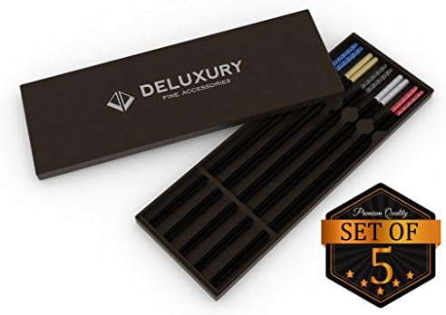 Chopsticks Set with Case (5- Pair Pack), Reusable, Anti-Slip, Dishwasher Safe, With Gift Box