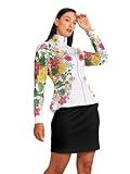 Acegolfs Women'S Golf Jackets Lightweight Zip Up Athletic Jacket Women Long Sleeve Floral Printed Pullover Ruffle Workout Top