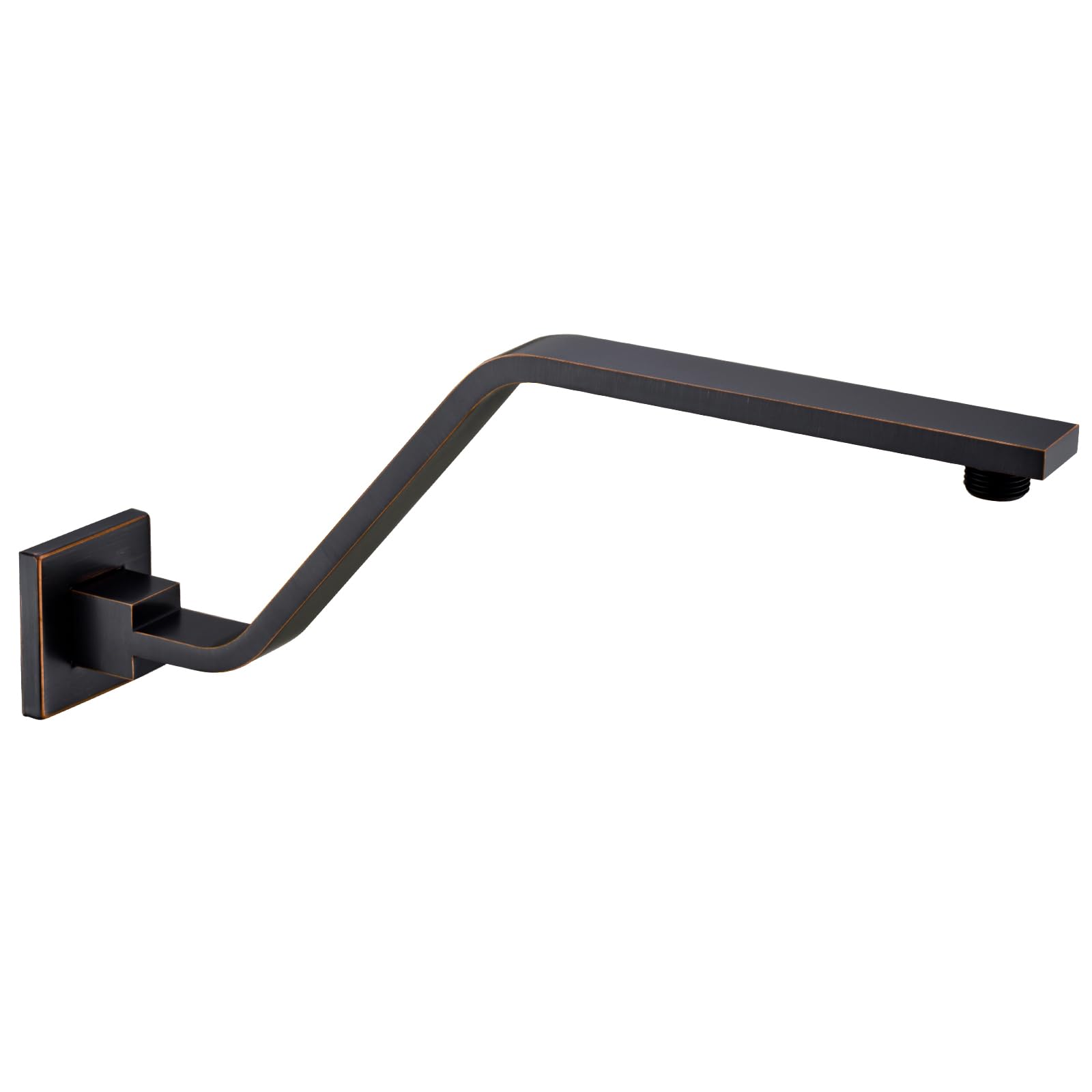 Photo 1 of 16 Inch S Shape Oil Rubbed Bronze Shower Head Arm, Square Wall Mounted Shower Arm and Flange Included