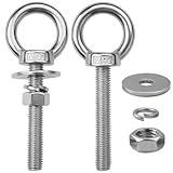 ZYUAROM 2 Pack M12 Stainless Steel Eye Bolts with Nuts, 1/2' x 4' Long Lifting Ring Eye Bolt， Eye Bolts Heavy Duty for Hang Tie Down Outdoor (2, M12x102mm (1/2'x4'))