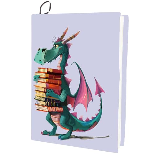 CRASPIRE Funda Elástica para Libros con Diseño de Dinosaurio, Color Morado, Lavable, Reutilizable, de Nailon, para Libros de Tapa Dura de 9x11 pulgada, Regalo de Libro de Texto