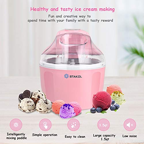 1.5 Quart Automatic Ice Cream Maker Freezer Dessert Machine (Pink)