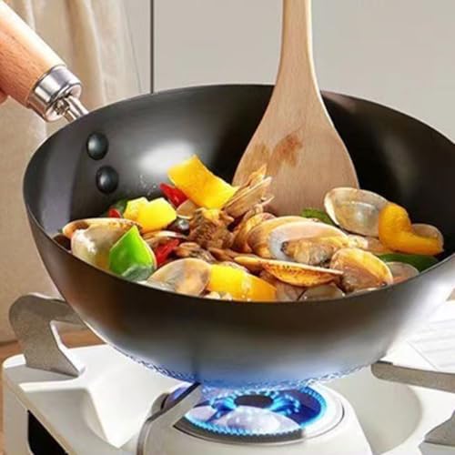 Wok de hierro 20 cm con mango de madera miniatura 4