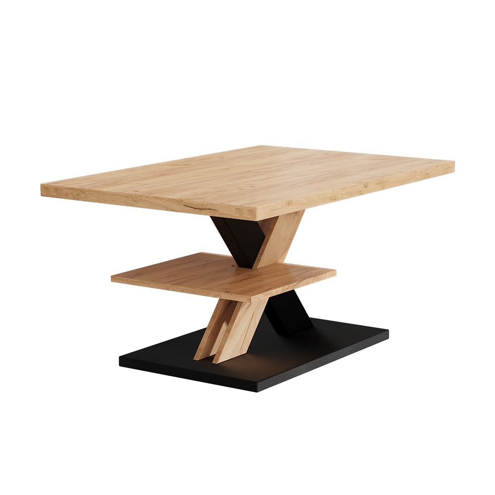 Vicco Couchtisch Arivo, Schwarz, 90 x 60 cm | mit Ablage, mit zusätzlicher Ablagefläche für praktische Aufbewahrung