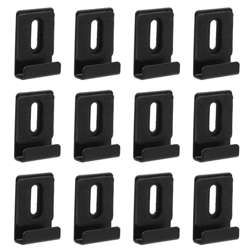 Image of Antrader Metal Mirror Clips,12Pcs Mirror Holder Clips Mirror Hanging Hardware Frameless Mirror Hanging Kit with Screws Mirror Clips for Frameless Mirror Billboard Displays Tile(Black-Single Hole)
