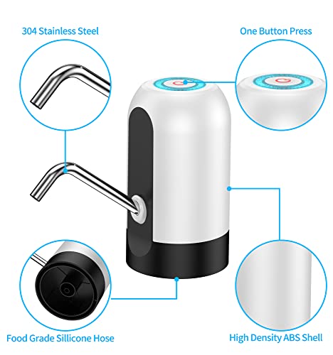 5 Gallon Water Bottle Dispenser Usb Charging Automatic Drinking Electric Water Pump For Universal 3-5 Gallon Bottle Portable Water Dispenser Pump For Camping #TOP3